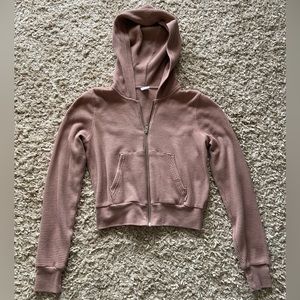 TNA waffle cropped zip up